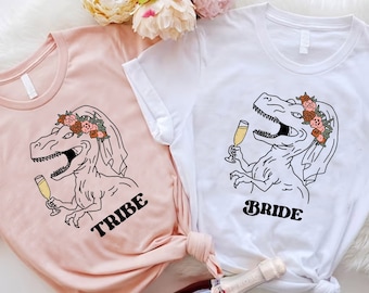 Dinosaur Bride Shirt, Funny Bachelorette Party T-shirt, Bride Tribe Shirt, T-rex Shirt, Funny Bridesmaid Gifts, Dino Wedding Party Outfit