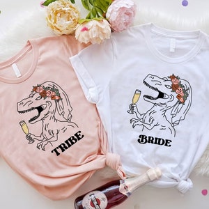 Dinosaur Bride Shirt, Funny Bachelorette Party T-shirt, Bride Tribe Shirt, T-rex Shirt, Funny Bridesmaid Gifts, Dino Wedding Party Outfit