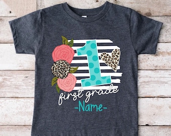 Custom First Grade T-Shirt, 1st Grade Shirt, Back To School Shirt, Personalized Kids School Shirt, First Day of School, Kids Name Shirt