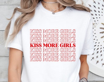 Aesthetic Lesbian Tee,Kiss More Girls Shirt,LGBTQ Shirt,Lesbian Shirt,LGBT Ally Shirt,Lesbian Pride Shirt,Womens Pride Month Shirt,Gay Shirt