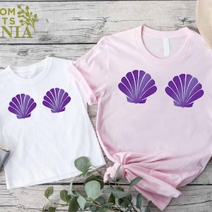 Mermaid Mom And Daughter Shirt, Mermaid Birthday Party Outfit, Mommy And Me Shirts, Mermaid Shirt, Mermaid Mom Shirt, Little Mermaid Shirt