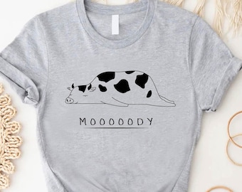 Cow Gifts, Moody Cow Shirt, Cute Cow Shirt, Country Shirts For Women, Cowgirl Shirt, Cow Lovers Shirt, Gift For Lazy People,Cow Tee For Kids