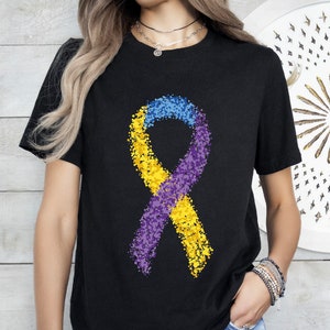 Bladder Cancer Ribbon Shirt, Blue Yellow Purple Ribbon Shirt, Bladder Cancer Awareness Ribbon, Bladder Cancer Shirt, Bladder Warrior Gift