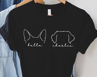 Custom Dog Shirt,Personalized Dog Ear Tshirt with Name,Personalized Dog Gift,Custom Dog Mom Shirt,Gift For Dog Lover,Dog Owner Shirt