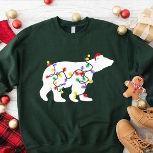 Christmas Polar Bear Lights Sweatshirt, Funny Christmas Sweatshirt, Animal Christmas Sweatshirt, Polar Bear Sweatshirt, Gift for Christmas