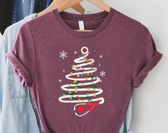 Stethoscope Christmas Tree TShirt, Nurse Christmas Shirt, Doctor Christmas Shirt, Christmas Doctor Gift, Xmas Nurse  Shirt, Holiday Apparel