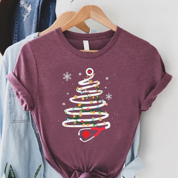 Stethoscope Christmas Tree TShirt, Nurse Christmas Shirt, Doctor Christmas Shirt, Christmas Doctor Gift, Xmas Nurse  Shirt, Holiday Apparel