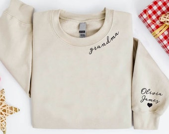 Custom Grandma Sweatshirt With Grandkids Names On Sleeve,Personalized Gift For Grandma,New Grandma Sweatshirt With Name,Mother Day Gift