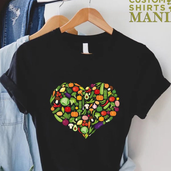 Veggie Heart Tee, Vegan Shirt, Vegetable Shirt, Veggie Lover Shirt, Gardener Gift, Vegetarian T-shirt, Gardening Shirt, Farmer Mom Shirt