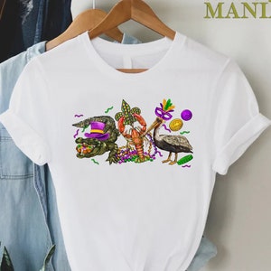 Mardi Gras Animal Shirt, Mardi Gras Day Shirt, Fat Tuesday Shirt, Flower de Luce Shirt, Louisiana Pelican, Mardi Gras Alligator, NOLA Shirt