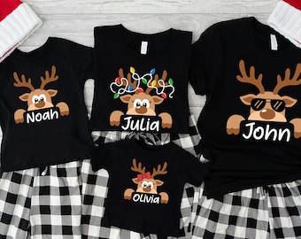 Reindeer Family Christmas Shirt,Personalized Christmas Family Shirt,Custom Family Name Tee,Funny Christmas Tee,Gift For Christmas,Xmas Gift