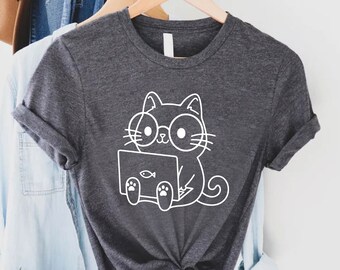 Nerd Cat T-shirt, Book Cat Shirt, Cute Reading Shirt, Cat Book Shirt, Funny Cat Shirt For Women, Cat Lover Shirt, Gift for Book Lover
