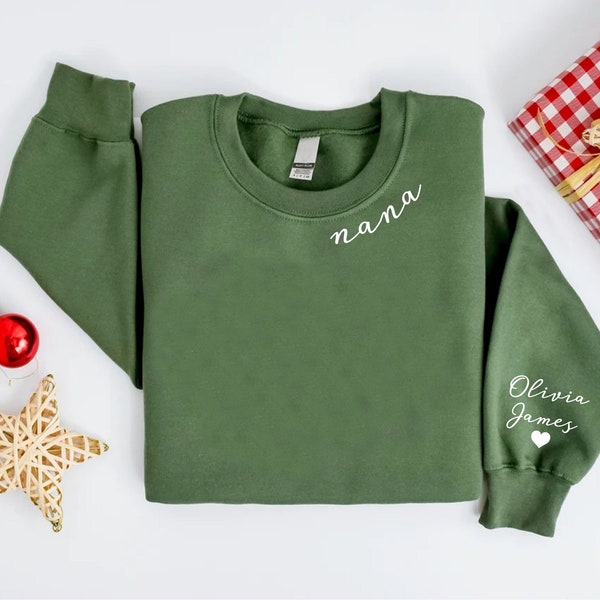 Custom Nana Sweatshirt With Children Name On Sleeve,Nana Sweatshirt,Nana Gifts,Kids on Sleeve Nana Sweatshirt,Grandkids Names,Nana Sweatshir