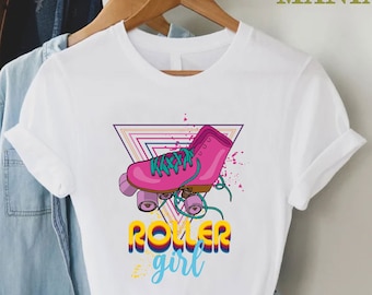 Roller Skater Girl Shirt,80s Style Roller Skating Shirt, Retro Shirt, Gift For Roller Skater, Roller Derby Gift, Roller Skating Party Outfit