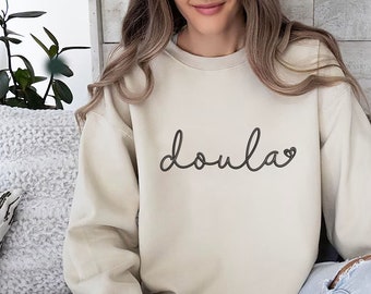 Doula Embroidered Crewneck, Embroidered Gift For Doula, Birth Doula Sweatshirt, Doula Thank You Gift, Labor Birth Doula, Birth Doula Gift