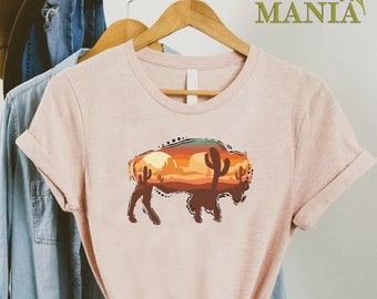 Buffalo Shirt, Bison Shirt, Wyoming Shirt, Bison Gift, Wild West Shirt, Desert Shirt, Wild West Bison Gift, Cowgirl T-shirt, Western Shirt