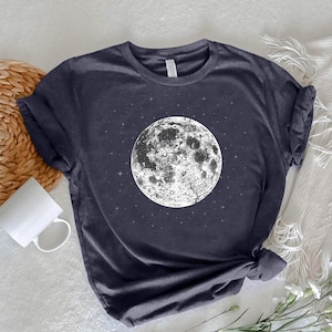 Full Moon Stars Tshirts, Boho Moon Shirt For Women, Gift For Moon Lover, Celestial Shirt, Space T-shirt, Meditation Gift, Astrology Shirt