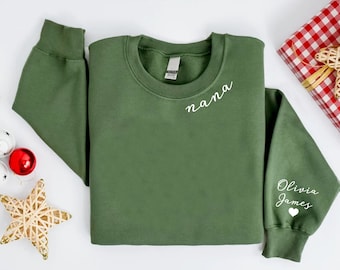 Custom Nana Sweatshirt With Children Name On Sleeve,Nana Sweatshirt,Nana Gifts,Kids on Sleeve Nana Sweatshirt,Grandkids Names,Nana Sweatshir