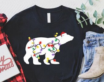 Christmas Polar Bear Shirt, Christmas Lights Tee, Christmas Team Shirt, Christmas Party Tee, Christmas Crew Shirt, Gift For Christmas