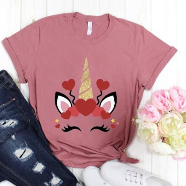 Unicorn Shirt,Unicorn Valentine Shirt,Unicorn Lover,Kids Valentine Gifts,Unicorn Girl Shirt,Cute Valentines Shirt,Gift For Girlfriend
