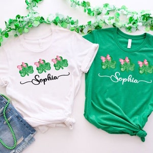 Personalized Name Shamrock Shirt,Girls St Patricks Day Shirt,Custom St Patrick's Day,Lucky Shamrock Shirt,St Patty's Day Shirt,Irish Shirt image 1