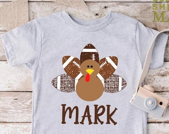 Personalized Turkey Football Boys Shirt,Custom Boys Thanksgiving Shirt,Funny Turkey Football Shirt,Boys Turkey Tee,Kids Thanksgiving Gift