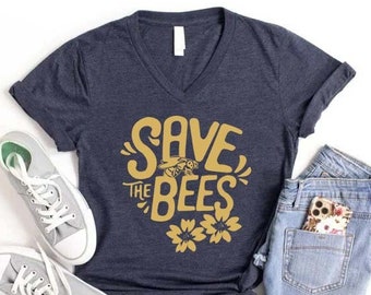 Save The Bees Shirt,Earth Day Gift,Bee Botanical Shirt,Save The Planet Tee,Bee Lover Shirt For Women,Environmentalist Shirt,Cute Bee Tee
