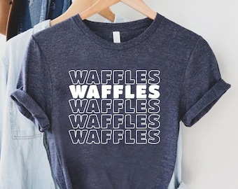 Waffles Word Repeat T-Shirt, Waffle T Shirt, Waffle Lover Gift, Waffle Breakfast Tee, Waffle Fan Shirt, Breakfast Lover Shirt, Waffle Food