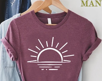 Sunrise Sunset Shirt,Sun Ocean Shirt,Retro Summer Shirt,Beach Shirt,Ocean Sun Shirt,Vacation Shirt,Women's Summer T-Shirt,Summer Gift