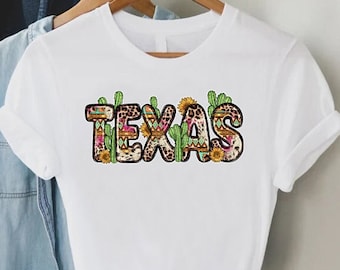 Texas Tshirt,Texas Cactus Sunflower T-shirt,Texas Lover Shirt,Texas Lover Gift,Texas Fan Women T-Shirt,Western Texas Shirt,Texas State Shirt