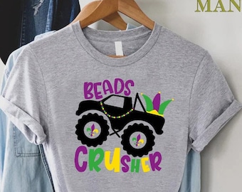 Beads Crusher Shirt,Mardi Gras Boys Shirt, Monster Truck Shirt, Beads Shirt, Mardi Gras Carnival Outfit, Parade Shirt, Boys Mardi Gras Gift