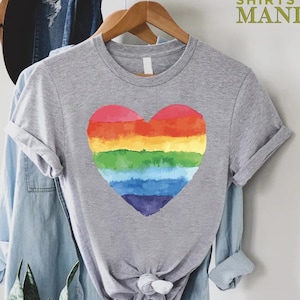 Watercolor Rainbow LGBTQ Heart Tshirt, Pride Gift For Ally, Be Kind Shirt, LGBTQ Ally Shirt,Pride Heart Shirt,Womens Heart Shirt,Pride Shirt