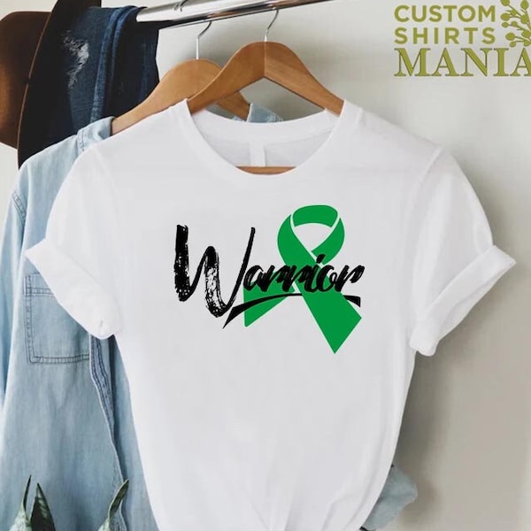 Liver Cancer Warrior T-shirt, Liver Cancer Gift, Liver Cancer Awareness Shirt, Liver Cancer Support, Green Ribbon Shirt, Cancer Survivor