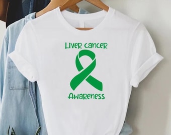 Liver Cancer Awareness Ribbon T-shirt, Liver Cancer Gift, Liver Cancer Support, Liver Cancer Warrior Shirt, Fight Liver Cancer, Cancer Tee