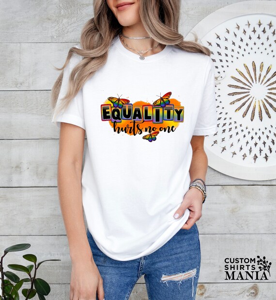 Pride T-Shirt For Women - LGBT Rainbow Rights Graphic Tee, LGBTQ Equality Blouse, 60/40 Cotton Poly Blend - View #5