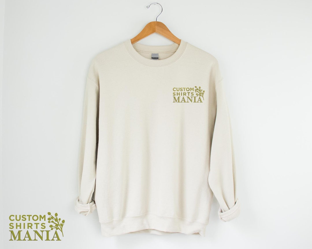 Custom Embroidered Logo Text Sweatshirt,business Logo Embroidery ...