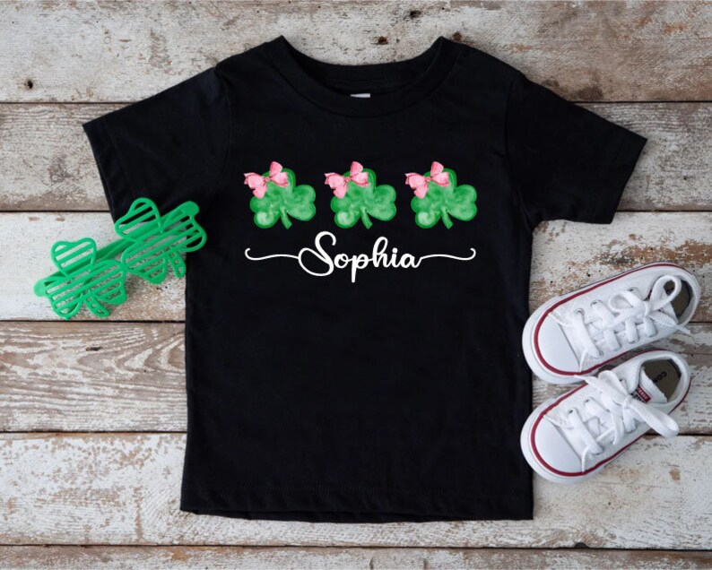 Personalized Name Shamrock Shirt,Girls St Patricks Day Shirt,Custom St Patrick's Day,Lucky Shamrock Shirt,St Patty's Day Shirt,Irish Shirt image 3