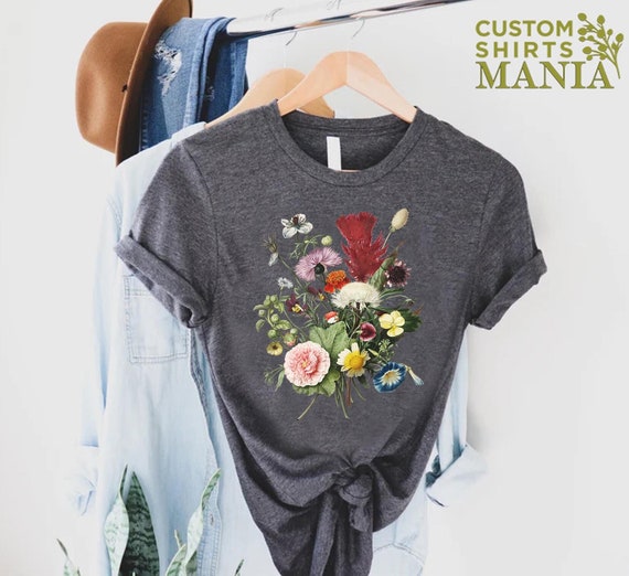 Wildflower Graphic Shirt, Floral Shirt, Women Natural Shirt, Flower Bouquet Shirt, Plant Lover Gift, Mothers Day Gift, Cute Botanical Shirt