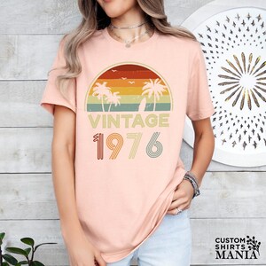 Vintage 1976 Sunset Themed Birthday Shirt, 50th Birthday Shirt, 1976 Vintage Shirt, Born In 1976 Shirt,Fiftieth Tee,Unique 50th Gifts Shirts image 4