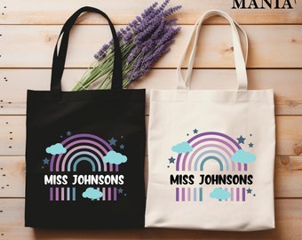 Customized Rainbow Teacher Tote Bag,Personalized Teacher Bag,Teacher Appreciation Gift,Custom Teacher Bag,Gifts For Teacher,Rainbow Tote Bag