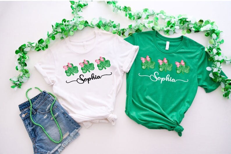 Personalized Name Shamrock Shirt,Girls St Patricks Day Shirt,Custom St Patrick's Day,Lucky Shamrock Shirt,St Patty's Day Shirt,Irish Shirt image 1