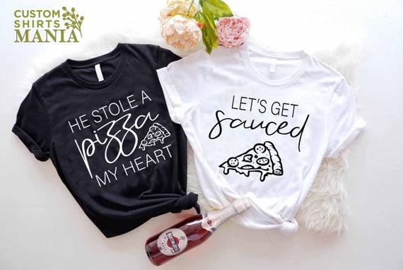 Couple Matching T-shirt, Custom Couple Shirts, Wedding Party Tees, Pizza My Heart, Bridal Gift Shirt, Bachelorette Shirt, Just Married Shirt