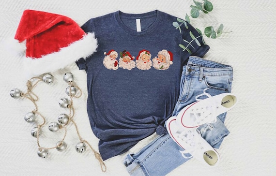 Retro Happy Santa Shirt, Vintage Santa Tee, Xmas Holiday Shirt, Merry Christmas Tee, Santa Shirt For Women, Classic Christmas Shirt