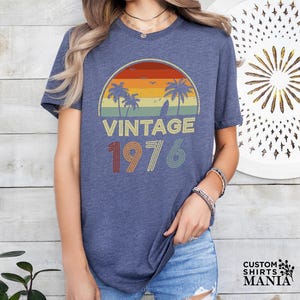 Vintage 1976 Sunset Themed Birthday Shirt, 50th Birthday Shirt, 1976 Vintage Shirt, Born In 1976 Shirt,Fiftieth Tee,Unique 50th Gifts Shirts image 3