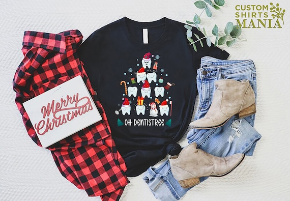 Dental Christmas Tee, Dental Tooth Christmas Tree Shirt, Funny Dentist Shirt, Gift For Dentist, Dental Assistant Shirt, Dental Student Shirt