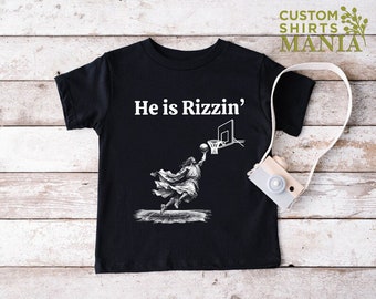 Funny He Is Rizzin Easter Basketball Shirt for Kids Youth Spring Gift