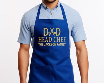 Personalized Head Chef Apron for Dad,Custom Family Name Grill Apron,Father's Day Gift,Head Chef Name Apron,Funny BBQ Apron,Dad Apron