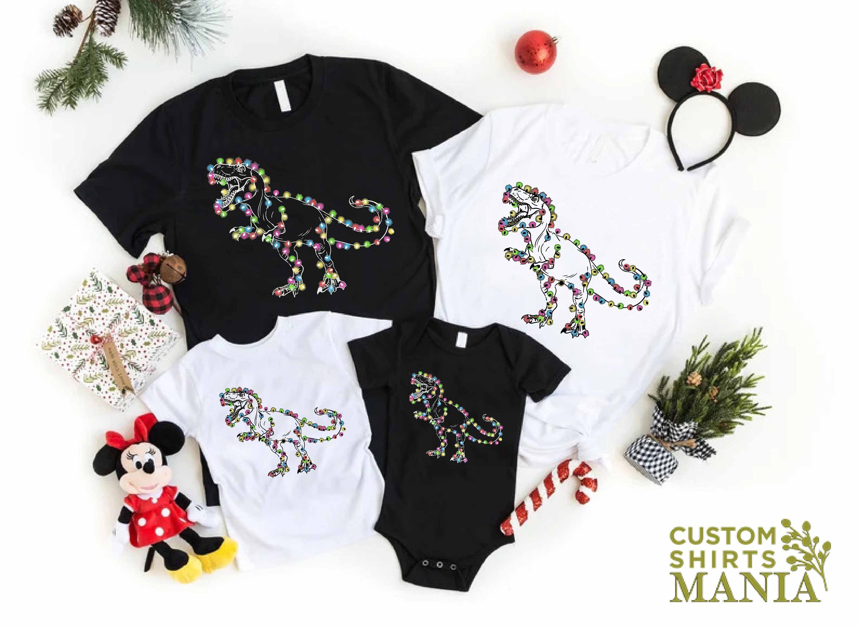 Discover Christmas Dinosaur Light Shirt, T-rex Christmas Shirt, Boys Christmas Outfit, Xmas Holiday Shirt, Tree Rex Shirt, Kids Christmas Shirt