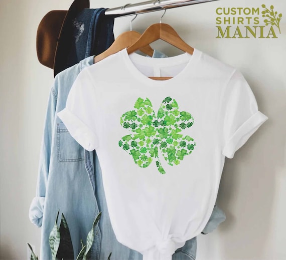 St Patty's Day Shirt, Lucky Shamrock Shirt, Womens St Patrick Shirt, Irish Women Gift, Four Leaf Clover, Saint Patricks Day Outfit