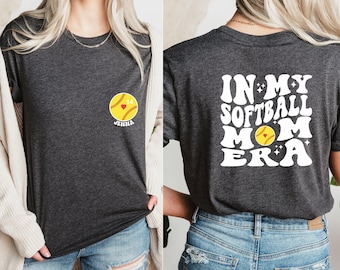 Custom In My Softball Mom Era Shirt, Two-Sided Softball Mom Era Shirt,Softball Mom Shirt With Player Name And Number,Softball Shirt For Mom